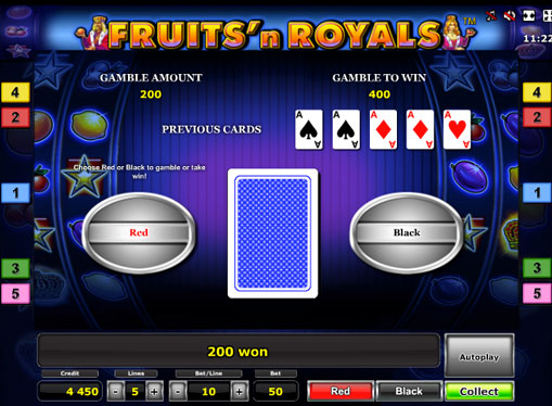 Doubling game of slot Fruits'n Royals Deluxe