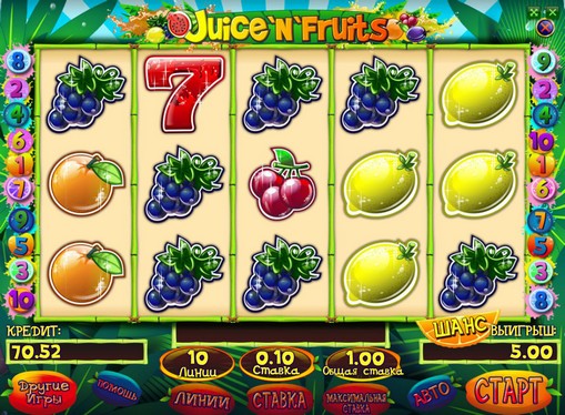 The appearance of slot Juice and Fruits