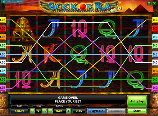 The reels of slot Book of Ra Deluxe