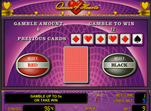 Doubling game of slot Queen of Hearts